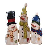 Christmas Table Decoration Wooden Snowman Sign Merry Xmas Triple Folding Screen Table Centerpieces Winter Holiday Decor For Mantel Piece Home Fireplace