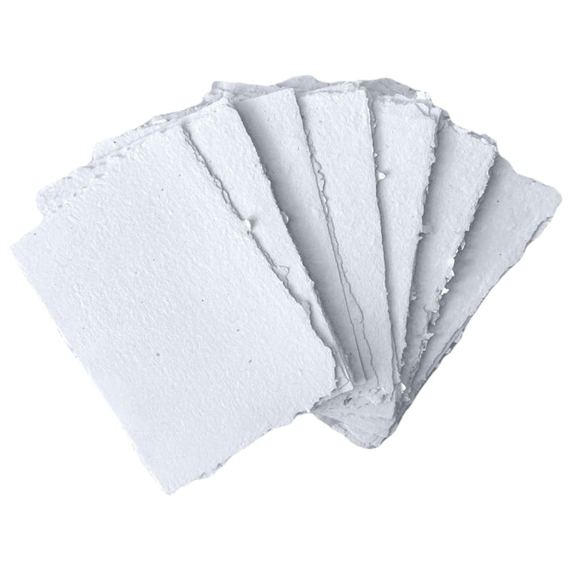 Handmade White Deckle Edge Blank Paper - 2X3 Inch Package Of 50 - Mixed Media