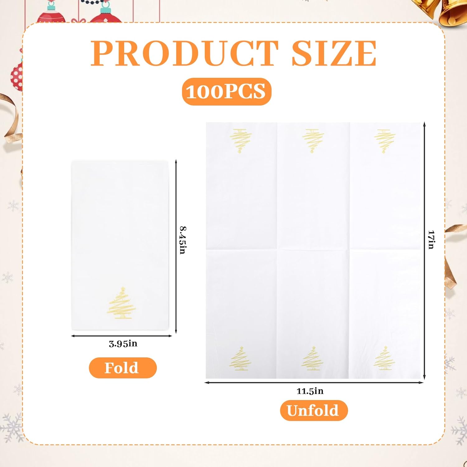 100Pcs Christmas Paper Napkins, Holiday Christmas Napkins Disposable For Bathroom Merry Dinner, Dinner Disposable Napkin Paper Napkin Table Decoration For Home Kitchen Xmas Winter Holiday