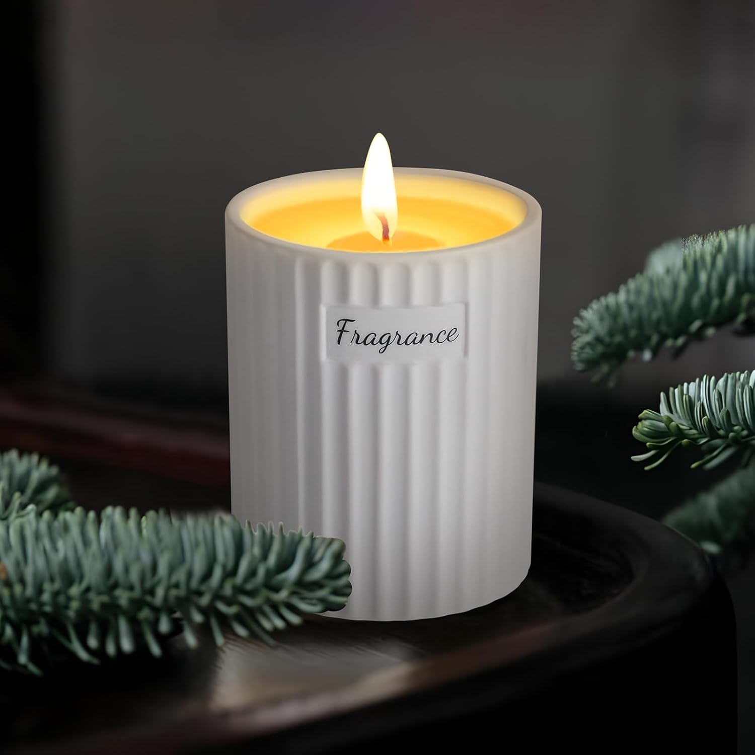 Apple Cinnamon Holiday Scented Candle For Women & Men, Non Toxic Soy Candle In Matte White Ceramic Jar With Gift Box Perfect For Winter Gift & Home Decor