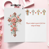 Religious Valentines Day Card,Christian Cross Valentines Day Gift For Women Men,Greeting Card For Baptism, Prayer, Christening