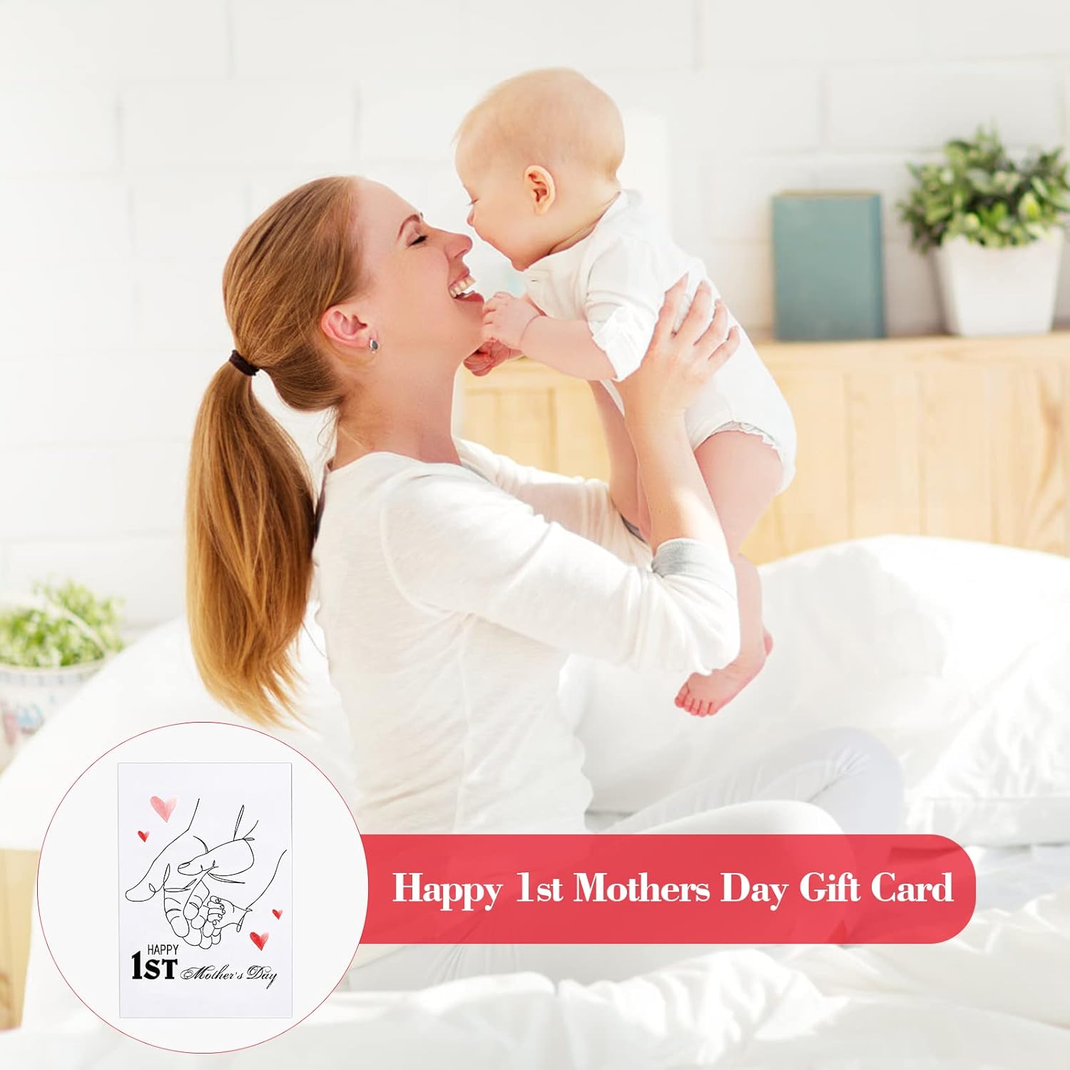 First Mother'S Day Card With Envelope - Happy 1St Mothers Day Greeting Card From Baby Gifts For New Mom Expecting Mother Gifts Cards For Wife From Husband First Time Mom Nursery Decor