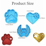 3Pcs Paw Print Mold Silicone Dog Paw Resin Mold Blue Dog Tag Charm Resin Molds For Keychain Necklace Pendant Diy Crafts Jewelry Epoxy Resin Casting Tools