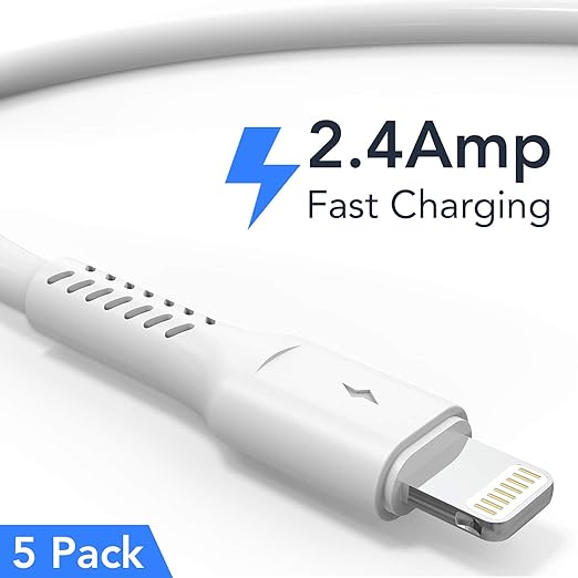 5 Pack 6 Inch Lightning to USB Charging Cable Short Fast Charger Cord for iPhone 12 11 XS XR iPad Air Mini