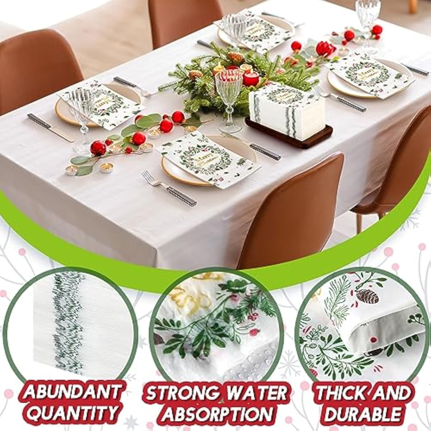 200 Pcs Merry Christmas Guest Napkins Holly Berry Disposable Hand Towel For Bathroom 2 Ply Xmas Decorative Napkin Bathroom Paper Hand Towels Christmas Party Decor For Winter Party Holiday