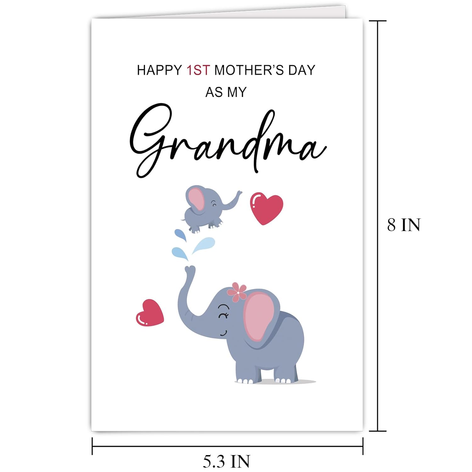 Cute Elephant First Mother'S Day Card For Grandma, Sweet 1St Mothers Day Card From Grandchild, Happy 1St Mother'S Day As My Grandma
