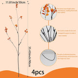 4 Pcs Artificial Greenery Stems Plants 35.4" Faux Branches For Vase Filler Fake Ficus Twig Plants Orange Leaves For Home Office Party Wedding Shop Autumn Fall Decoration