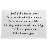 Engraved Wallet Insert Card Husband Gifts From Wife Boyfriend Gifts Anniversary Valentines Gifts For Men I'D Choose You Metal Cards Birthday Card Gifts For Husband Wedding Day Gift For Groom Fiance