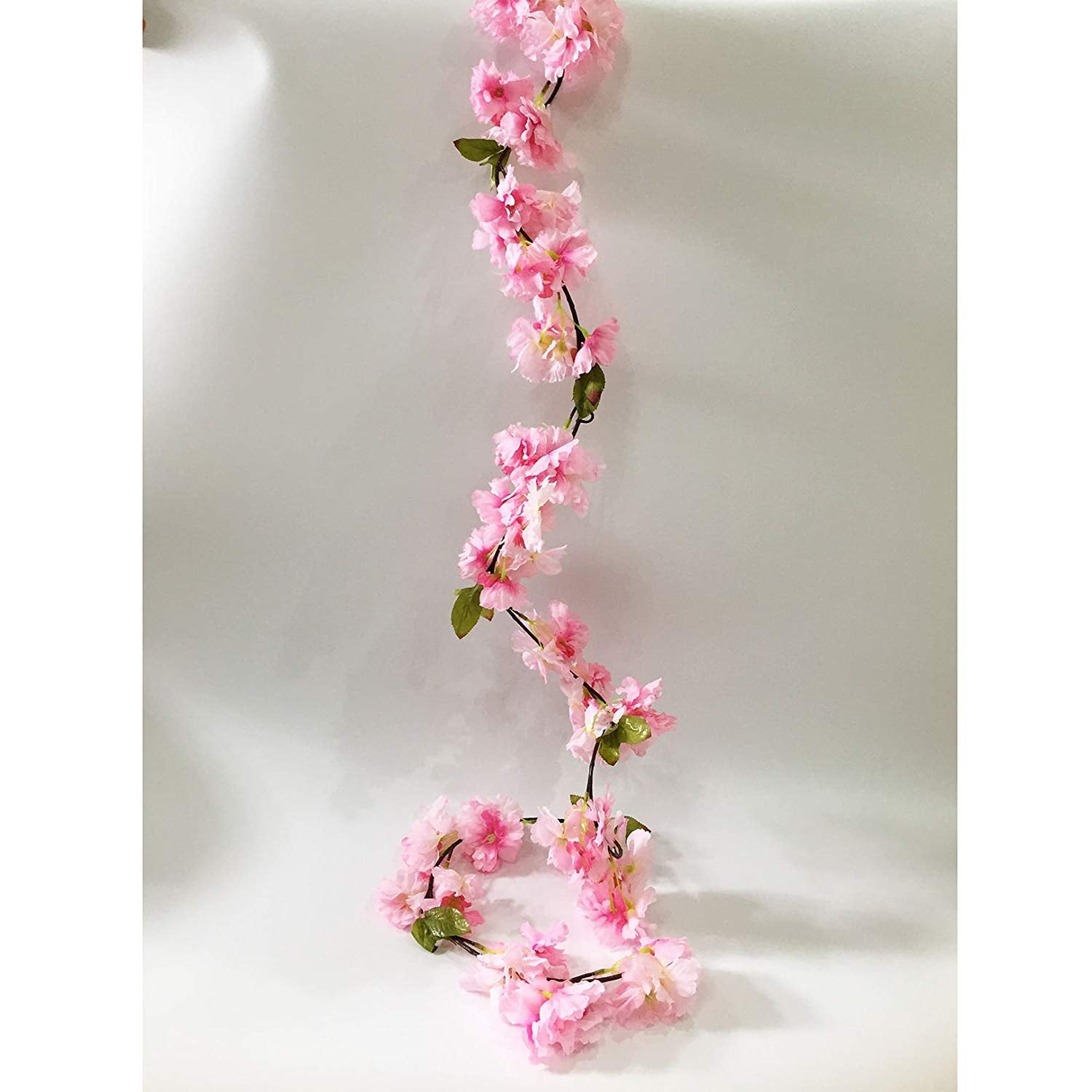 Artificial Cherry Blossom Vine Hanging Plants Faux Sakura Garland Fake Oriental Cherry Wreath Artificial Flower 5.8 Ft Light Pink