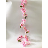 Artificial Cherry Blossom Vine Hanging Plants Faux Sakura Garland Fake Oriental Cherry Wreath Artificial Flower 5.8 Ft Light Pink