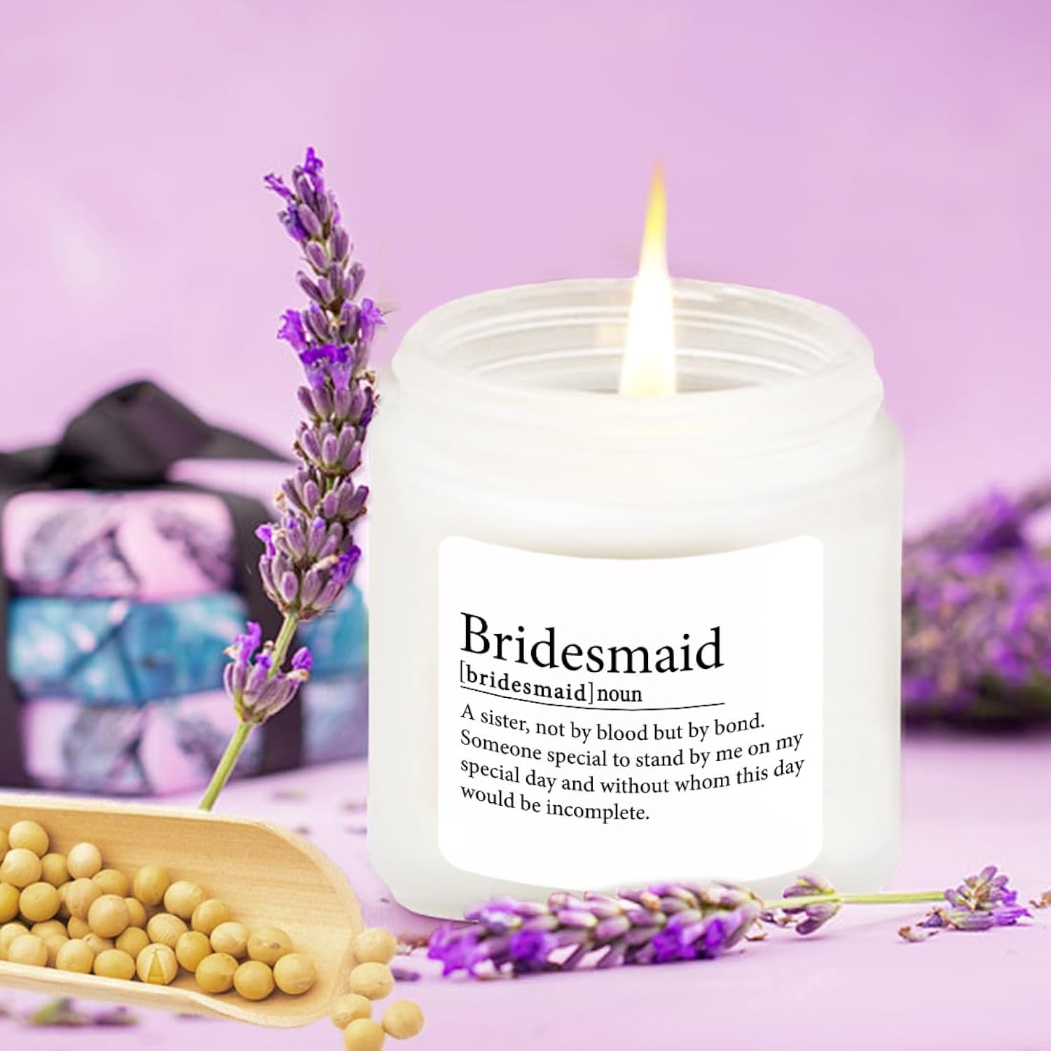 Bridesmaid Gifts Scented Candle Lavender - Matron Of Honor Gifts For Bridesmaids Matron Of Honor Proposal Gift Maid Of Honour Proposal Gift Soy Candle 4Oz