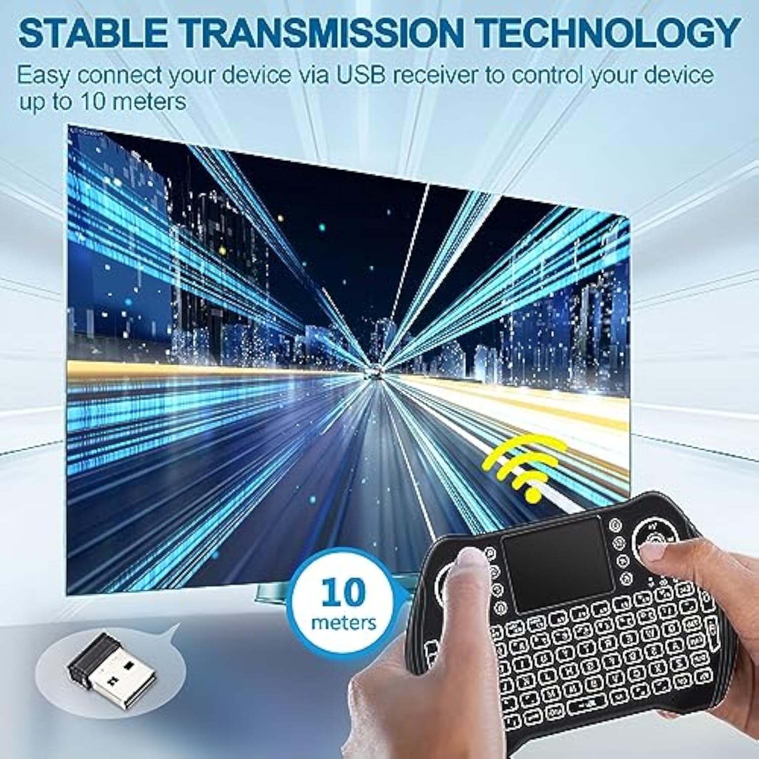 Backlit Mini Wireless Keyboard Touchpad Mouse Combo With Rechargable Li-Ion Battery Multi-Media Keys, Handheld Keyboard For Android Tv Box, Smart Tv, X-Box, Pc, Android Windows Linux Macos