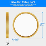2 Pack 12 Inch Gold LED Ceiling Lights 24W Adjustable Flush Mount Fixtures