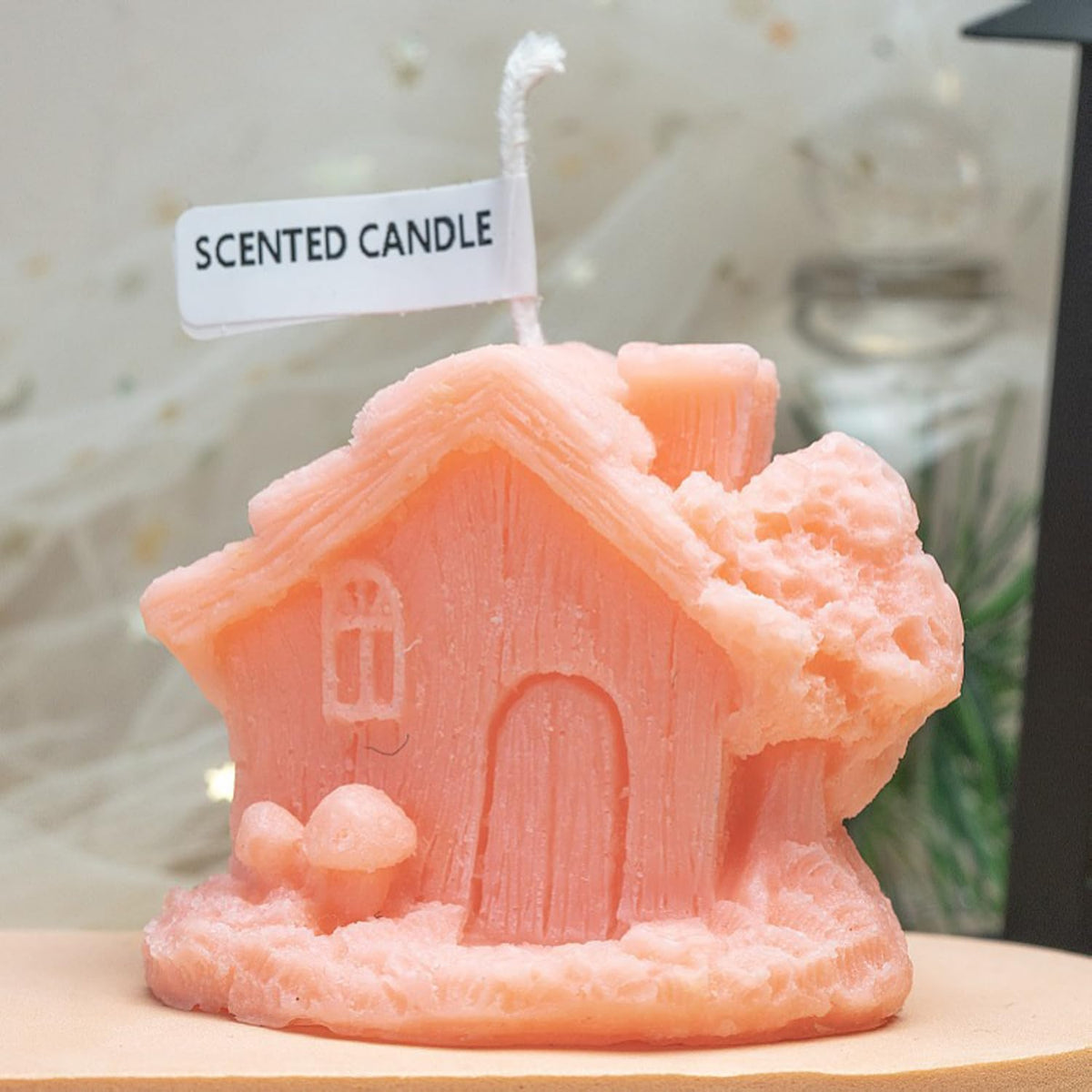 Cartoon House Shaped Scented Candle Funny Gift For Kids,60G Fairy Tale Log Cabin Aroma Soy Wax Decorative Candle For Table Photo Prop Birthday,Prefect For Meditation Stress Relief Mood (Pink)