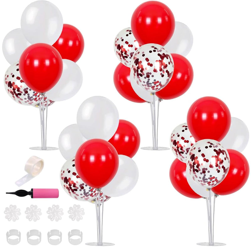 Red And White Birthday Decorations Balloons Stand Kit Table Centerpiec