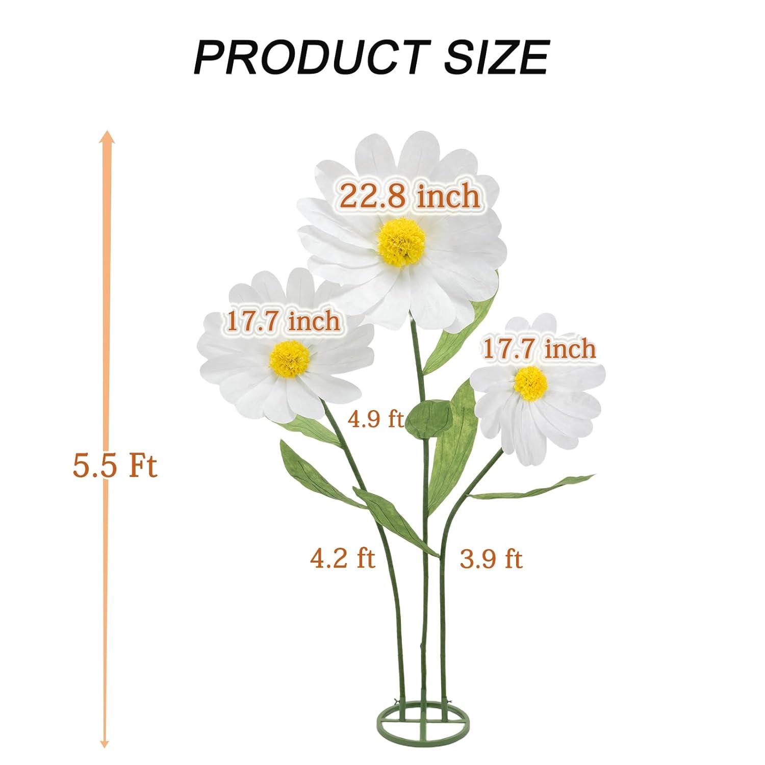 Giant Flowers For Decoration,Large Daisy Flowers Artificial,Big Paper Flower For Wedding,Birthday Party,Garden,Office,Home,Shop Window Display(White)