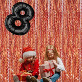 4 Pack Wavy Orange Foil Fringe Curtains 3.3x6.6ft Backdrop for Halloween Party Decor