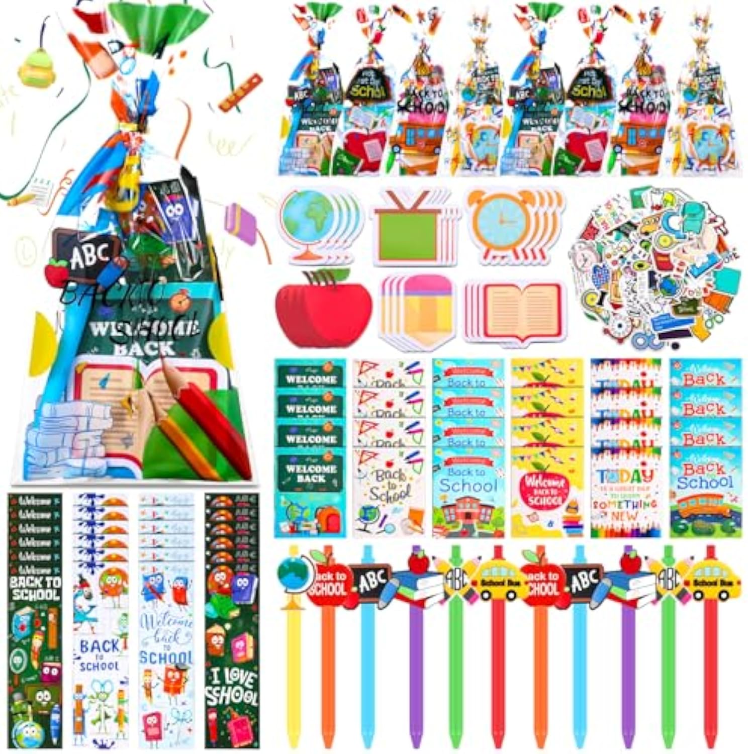 194 Pcs Back To School Stationery Set For Students First Day Of School Essentials Includes Gift Bags Notebook Sticker Ballpoint Pen Bookmark For Classroom Gifts Rewards Prize Favors Supplies