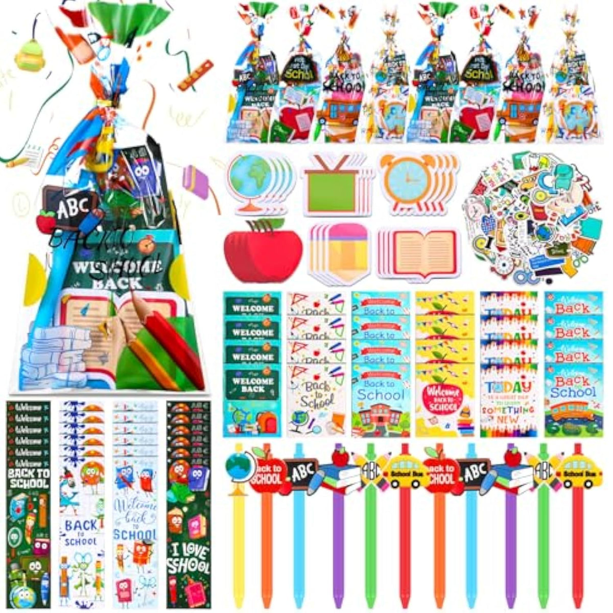 194 Pcs Back To School Stationery Set For Students First Day Of School Essentials Includes Gift Bags Notebook Sticker Ballpoint Pen Bookmark For Classroom Gifts Rewards Prize Favors Supplies