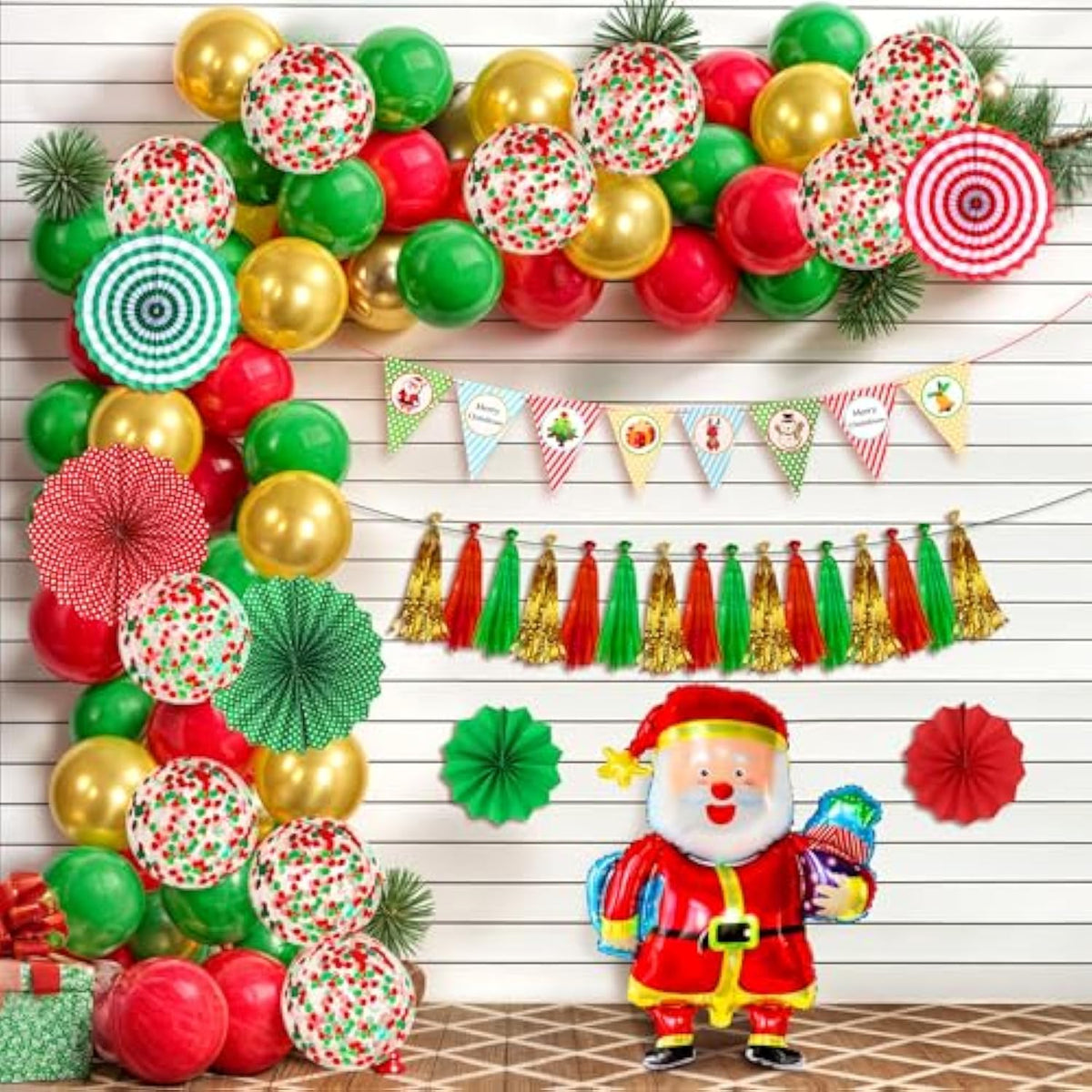 Christmas Decorations Set - 10 Feet | Christmas Banner Garland | Latex Balloons For Party Decorations