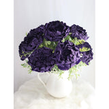 Artificial Flowers 16Pcs 4" Deep Purple Blooming Peonies Fake Roses With Stem For Diy Wedding Bouquets Centerpieces Baby Shower Party Home Decorations