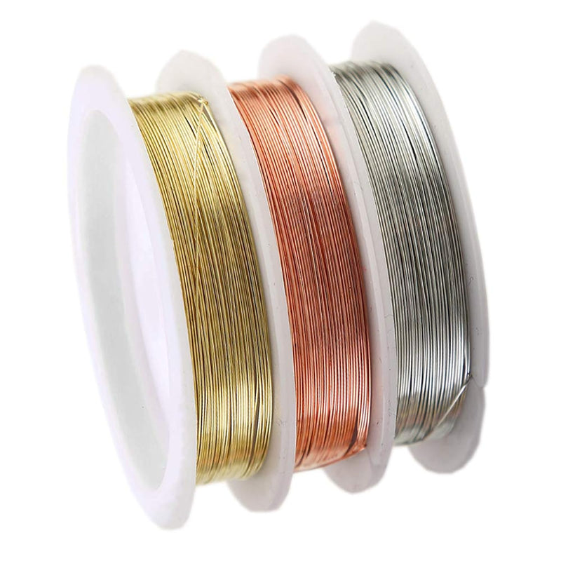 Craft Wire For Jewelry Making, 22 Gauge Copper Jewelry Beading Wire 3Rolls 12F