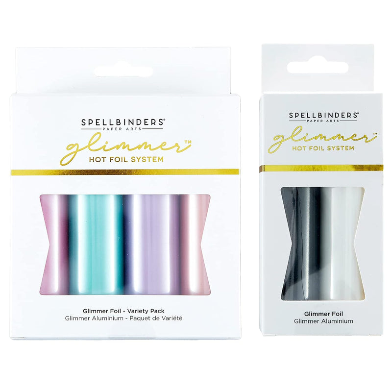 Glimmer Foil - Satin Pastels Variety And Opaque Black & White Pack - 6 Rolls O