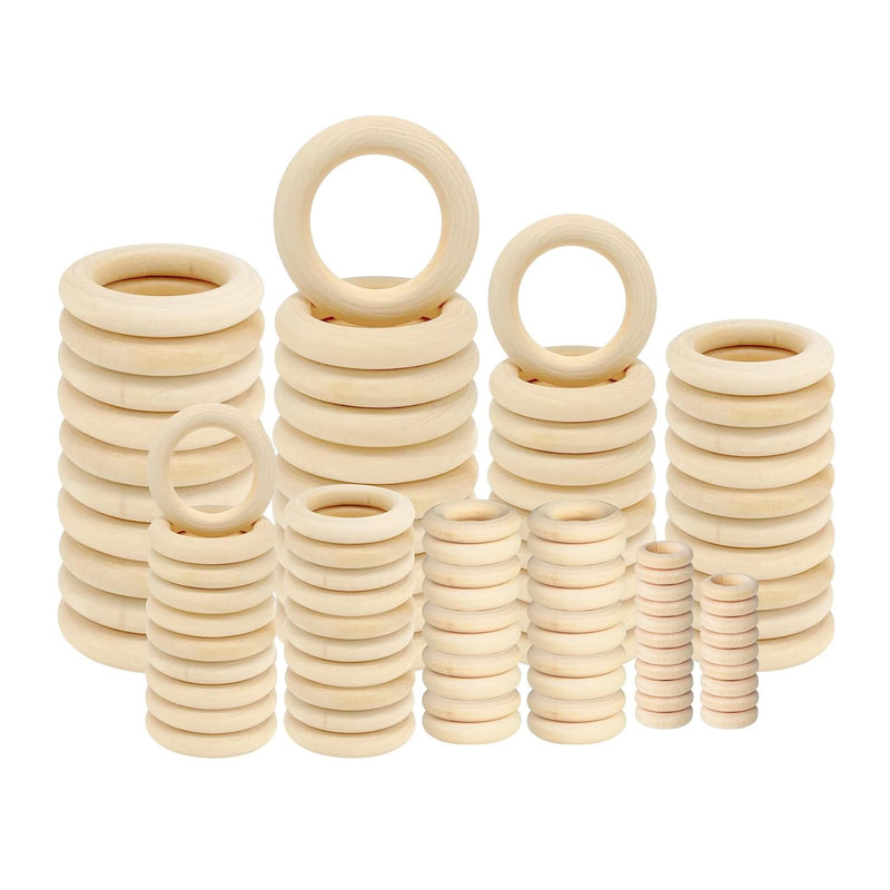 100 Pcs Unfinished Natural Wooden Rings For Crafts, Wood Rings For Diy, Pendan