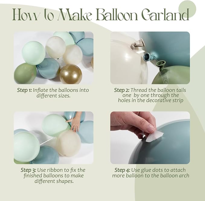 141 Piece Sage Green Balloon Arch Kit with Gold White and Confetti Balloons for Party Decor