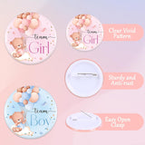 50 Pcs Bear Balloon Gender Reveal Button Pink Blue Pins Team Girl Boy Buttons Badges For Baby Shower Party Favors Game Supplies, 1.8 In