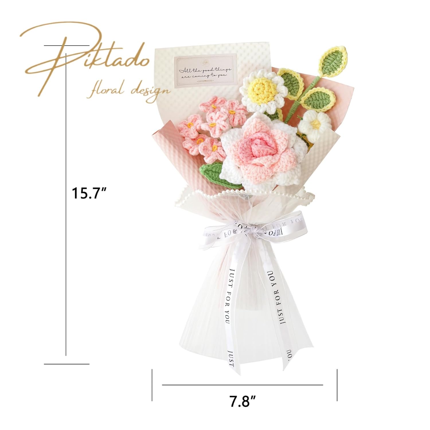Handmade Crochet Rose Daisy As A Gift For Lover, Family,Friends. Crochet Bouquet, Crocheted Yarn Flowers, Artificial Flower Finished Bouquet