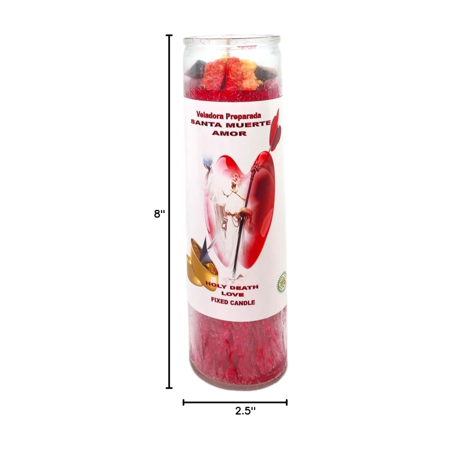Holy Death Love-Palm Wax Spiritual Intention Spell Candle-[Red] | Vela Casa Esoterica Perfumada- (Santa Muerte Amor)