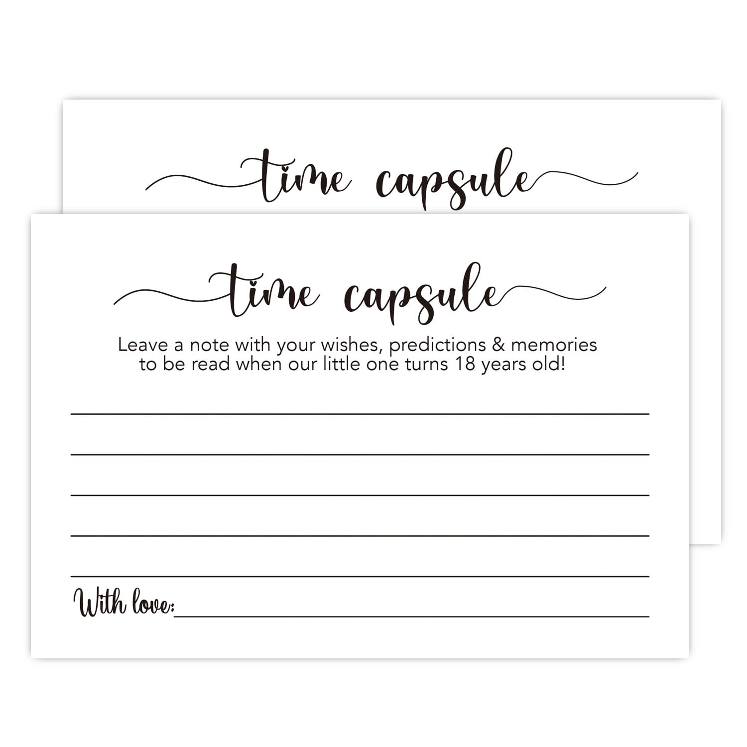 50 Time Capsule Cards For 1St Birthday Or Baby Shower Game Activity (4" X 6")