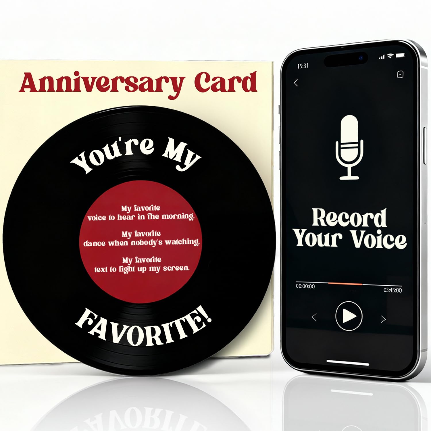 Anniversary Card With Voice Message, Record Anniversary Card With Private Online Page For Audio & Photos For Boy Boyfriend, Unique Love Card For Girlfriend, Romantic Cards For Husband, Valentines Day Gifts For Wife