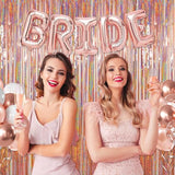 2Pack Rose Gold Foil Fringe Backdrops, Tinsel Curtains for Bachelorette & Party Decor