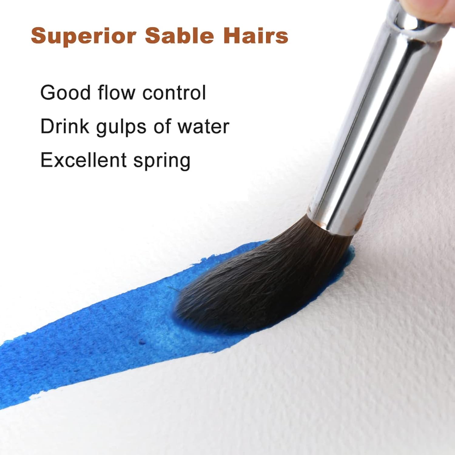 Watercolor Brushes Professional, 8Pcs Sable Paint Brush Set Variety Shapes With Flat, Round Pointed, Cat'S Tongue Oval Wash Perfect For Watercolor Acrylic Gouache Inks Painting