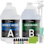 Epoxy Resin 1 Gal, Epoxy Resin Kit For Beginner & Crafter, Crystal Clear Epoxy Resin For Casting, Coating, Jewelry Making & Diy, Hard Type No Bubble Non-Yellowing Deep Pour Resin(0.5 Gal×2)