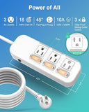 3 Outlet Surge Protector Power Strip 3FT Cord Individual Switches 300J Flat Plug White