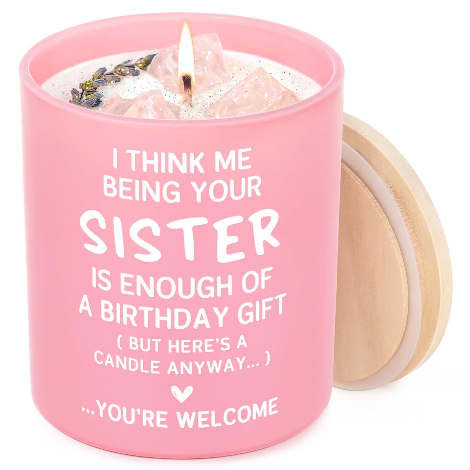 Sister Birthday Gifts, Happy Birthday Candle 10Oz, Funny Birthday Gifts For Sisters Brothers Siblings From Sister, Best Bday Gift For Big & Little Sister, Handmade Soy Wax Scented Candles