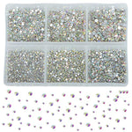 7200 Pieces 6 Mixed Sizes Glue Fix On Glass Rhinestones Round Crystal Gems Flatback For Diy Jewelry Making With One Picking Pen (6-Sizes 7200Pcs, Crystal Ab)