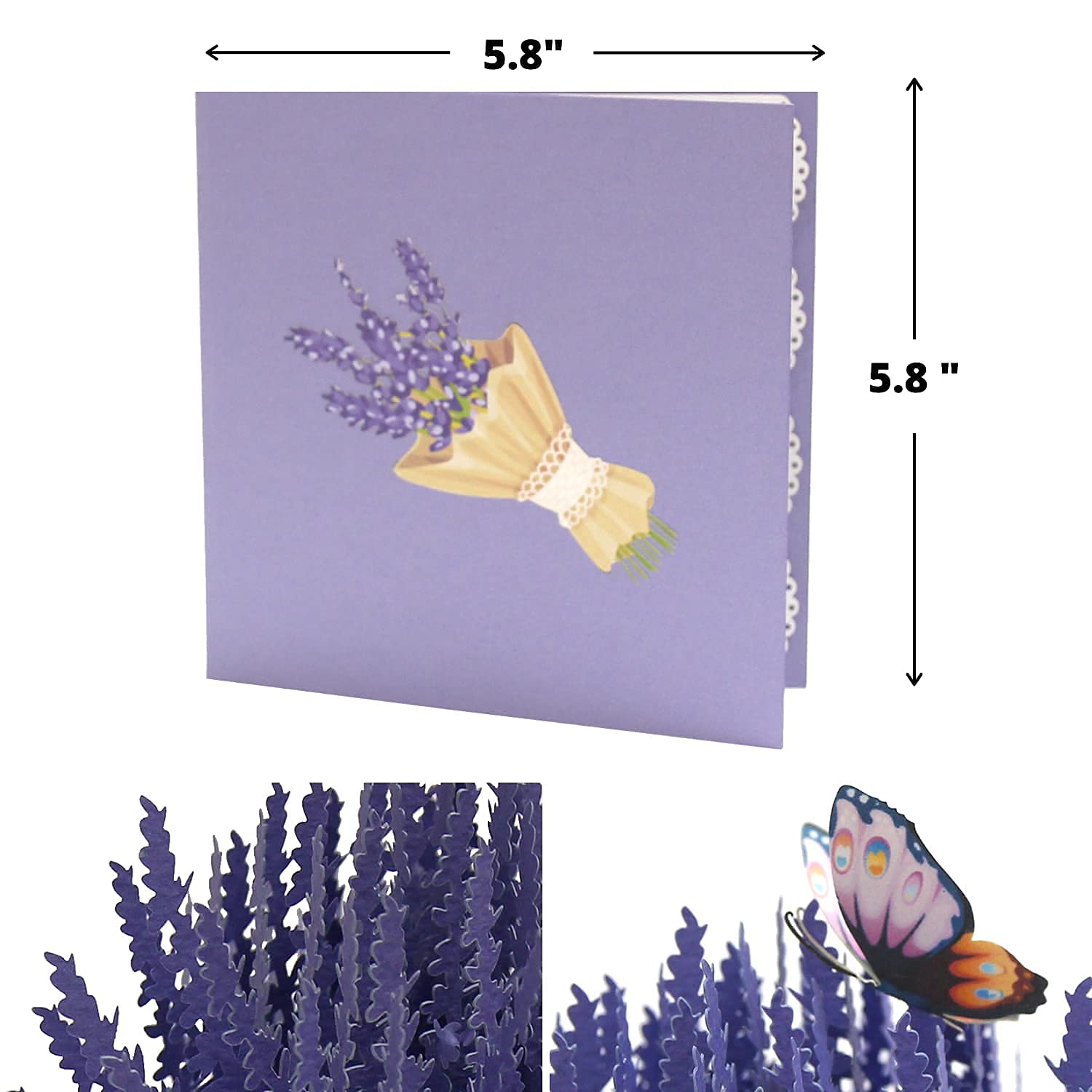 Birthday 3D Pop Up Card For Her - Goddess With Floral Hair And Butterflies – For Birthday, Mother’S Day, Women’S Day Or Any Occasion 6X6 In (Enchanting Lavender)
