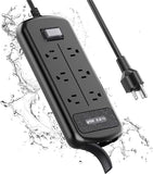 Outdoor Weatherproof Power Strip IPX6 6 Outlets 3 USB 6FT Extension Cord