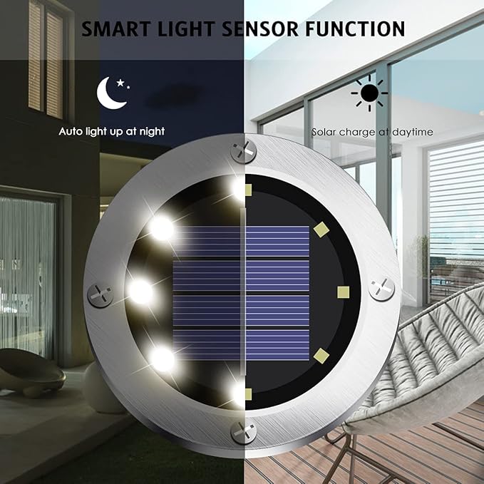 12 Pack 4.6 Inch Solar Garden Lights Waterproof White Landscape Pathway Lights
