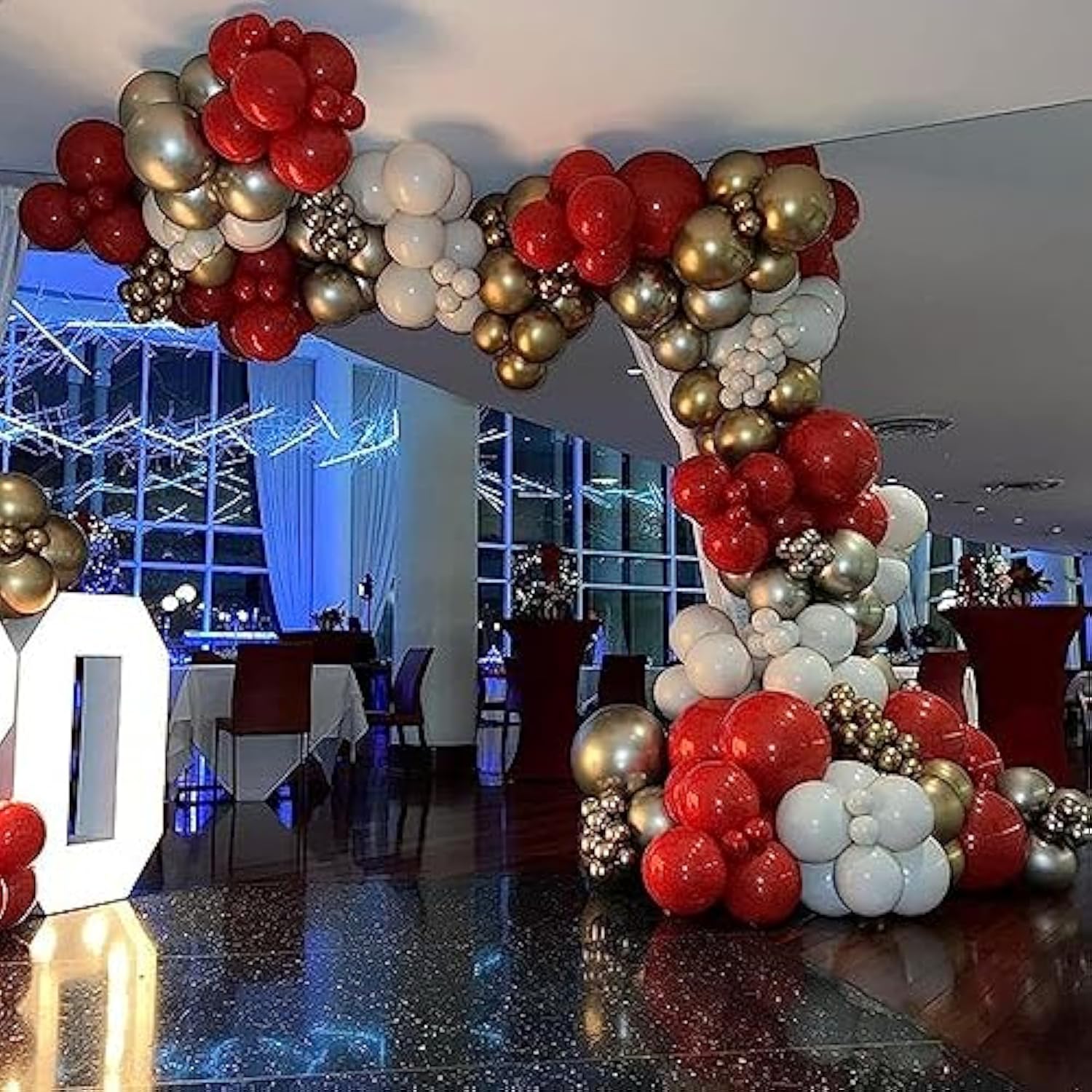 Red Gold Balloons Arch Garland Kit, 113Pcs 18/12/10/5 Inch Different Shades Dark Helium Metallic Confetti For Valentines Wedding Birthday Anniversary Party Decorations