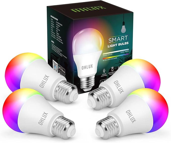 Smart LED Light Bulb WiFi RGBCW 100W Equivalent A19 4 Pack