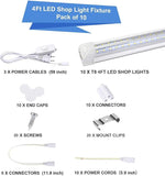 10 Pack 4FT LED Shop Lights 50W 8000LM 6500K Linkable Plug and Play T8 Fixtures