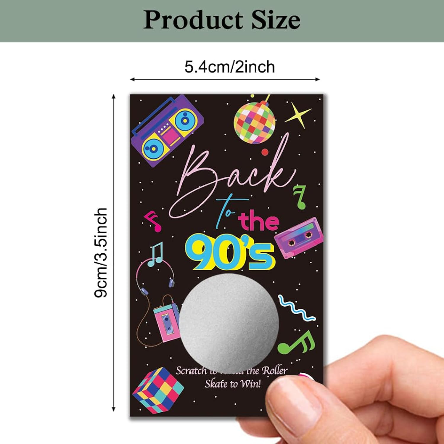 50 Pack Back To The 90S Theme Scratch Off Game, Retro Earphone Roller Skate Scratch Card For Baby Shower Birthday Party Lottery Group Games Enterprises Activity, Baby Shower Activity And Idea