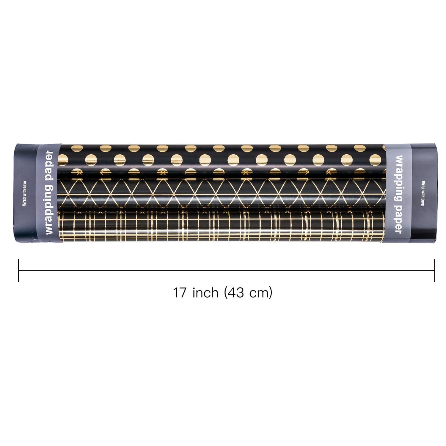 Black & Gold Geometric Wrapping Paper - 3 Rolls, 17" X 120" Each - Perfect For Multiple Occasions