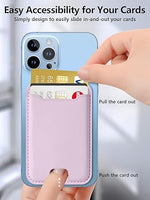 MagSafe Leather Wallet, Magnetic RFID Card Holder for iPhone 15/14/13/12, Pink