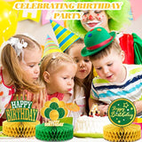 12 Pieces Green And Gold Happy Birthday Decoration Green Gold Honeycom